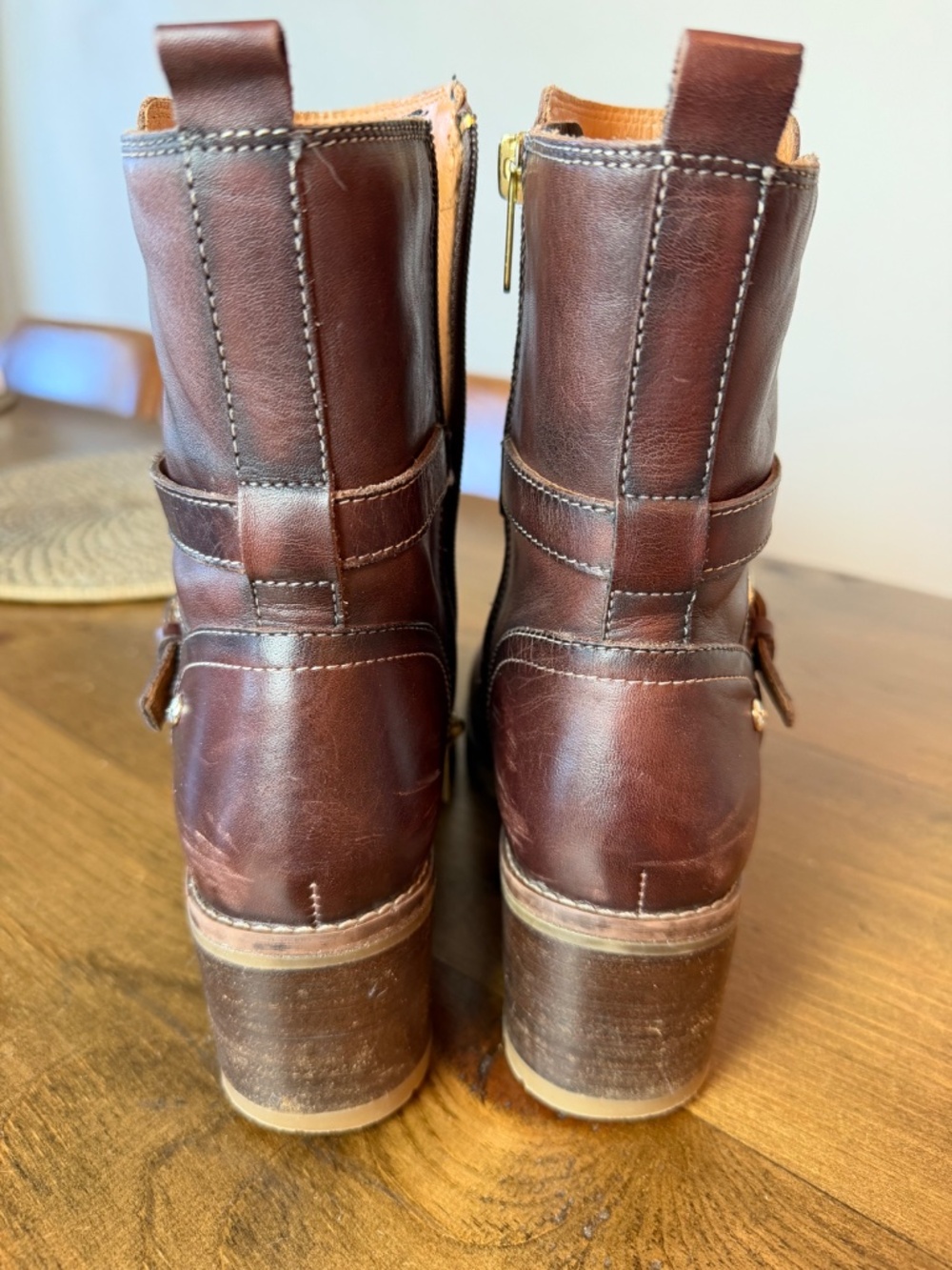 PIKOLINOS Brown Leather Ankle Boots Side Zip, Strap, Buckle Accent Women's 37 - Picture 4 of 10